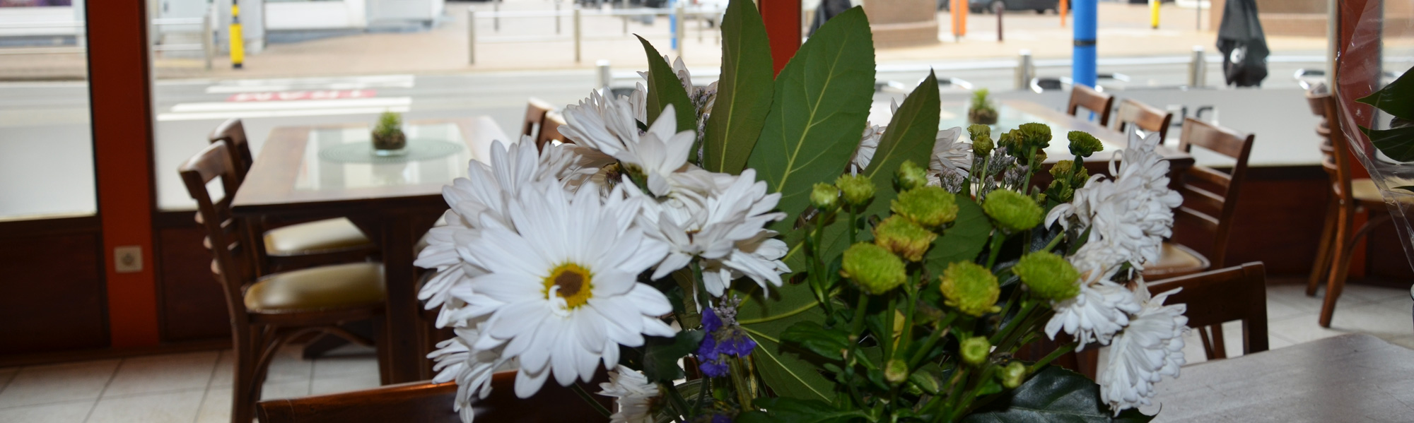 Boeket bloemen ter versiering van het Chalet des Bains